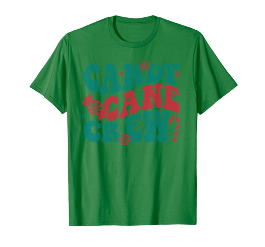 Groovy Candy Cane Crew Matching Family Group Squad Christmas T-Shirt