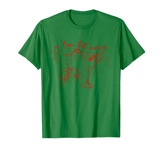 a Tiny Bit Merry Aesthetic Christmas Martini Cocktail T-Shirt