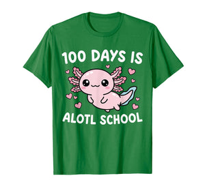 100 Days is Alotl Outfit Girls 100th Day of School Axolotl T-Shirt