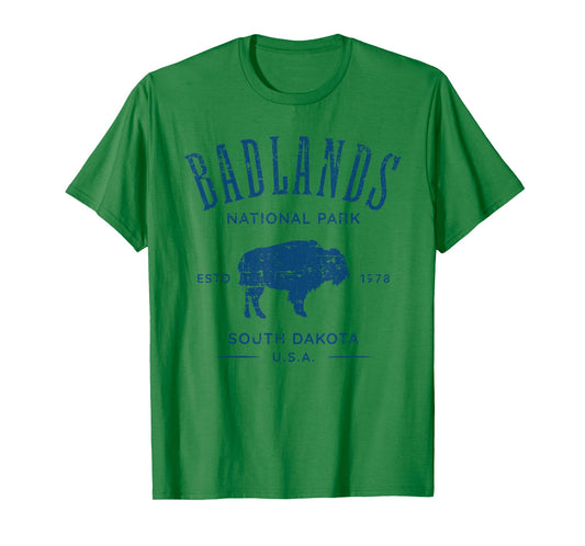 Badlands South Dakota Bison Distressed Design T-Shirt