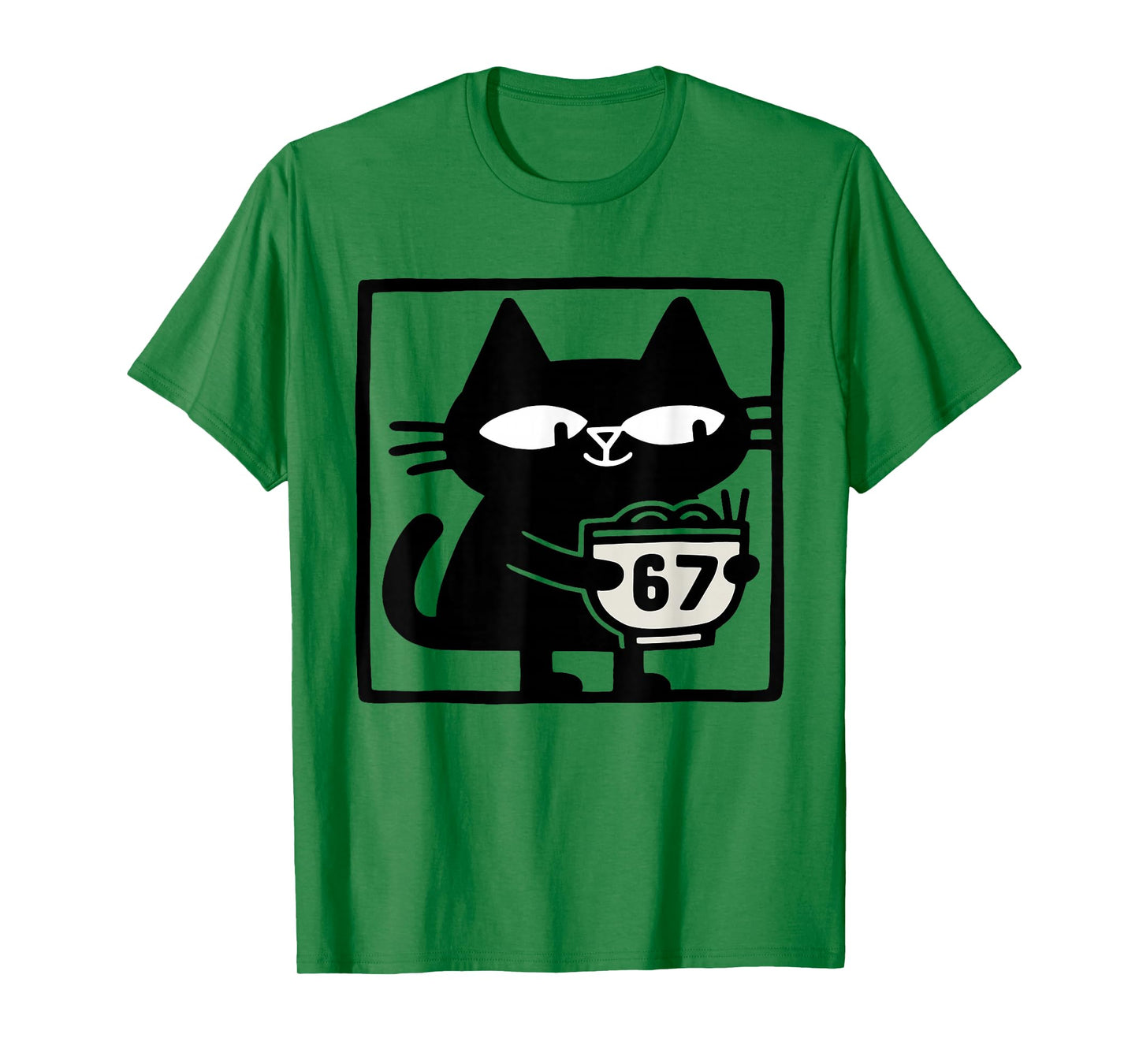 Cat with Ramen Bowl 67 – Funny Meme Cat Illustration Art T-Shirt