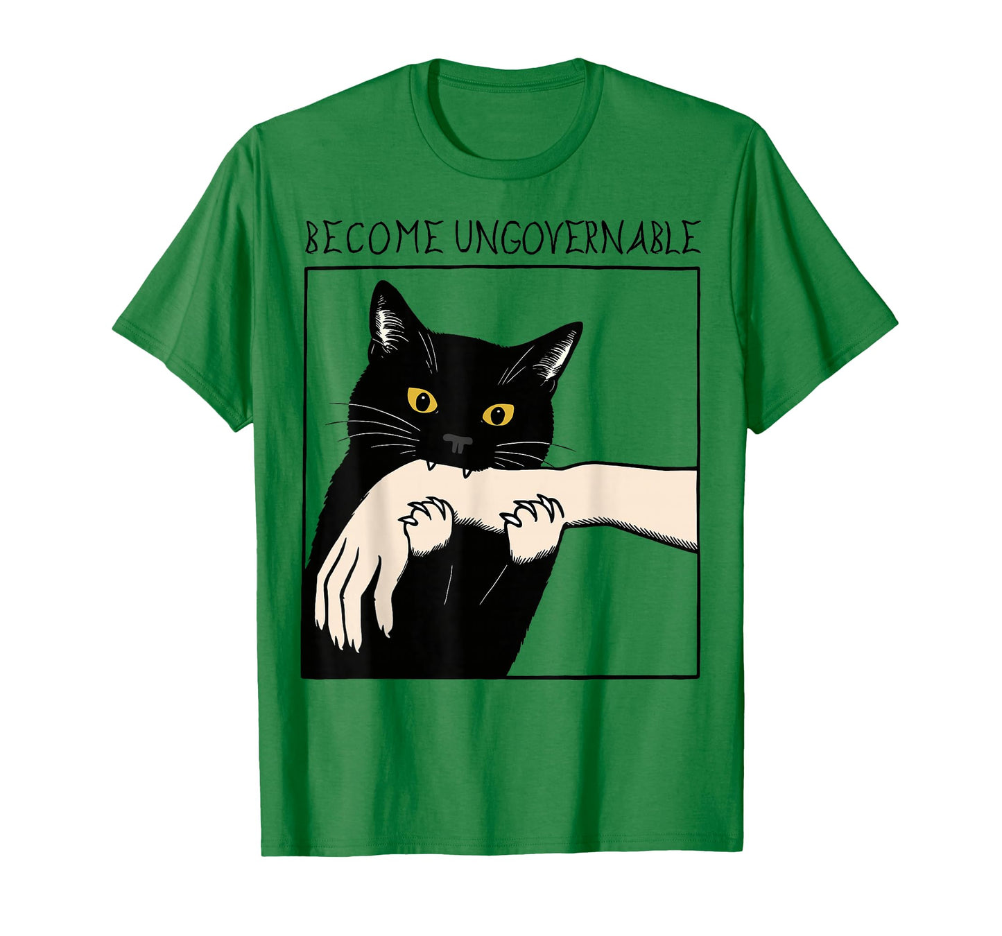 Become Ungovernable - Black Cat Biting Hand Funny Meme T-Shirt