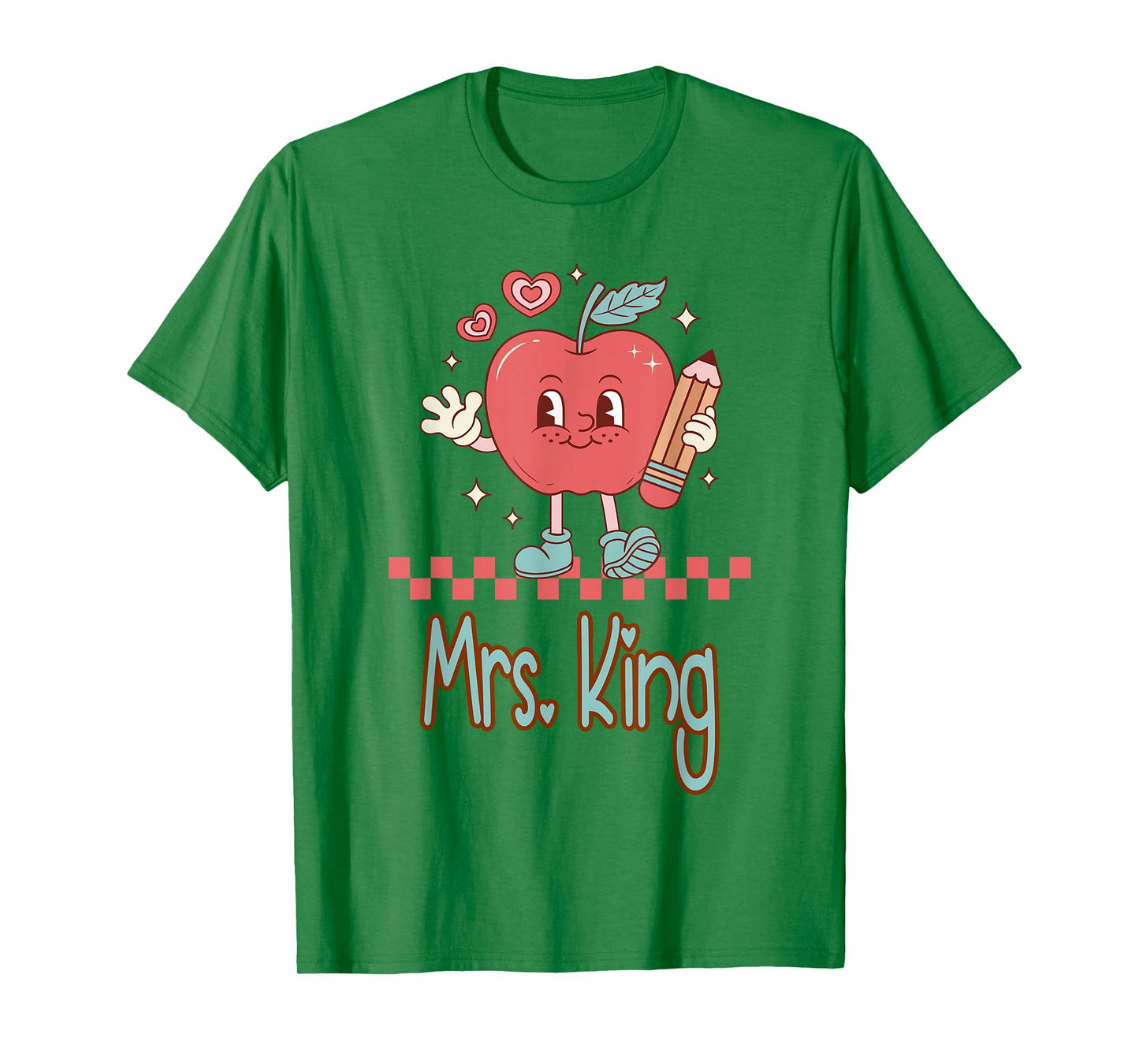 Mrs. King Cute Retro Apple Pencil Teacher Design T-Shirt