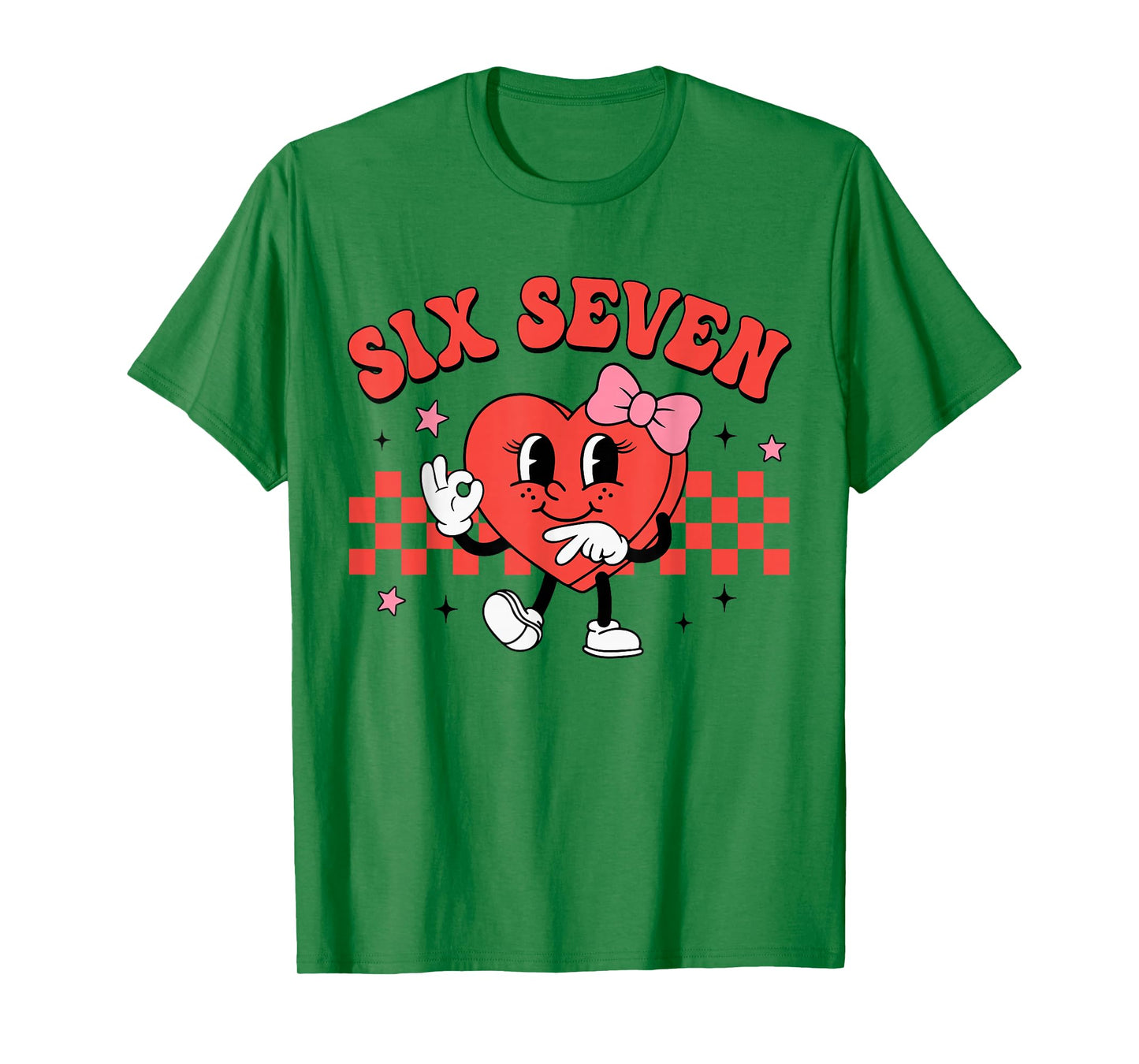 Valentine Six Seven Heart Funny 67 Checkered Print for Girl T-Shirt