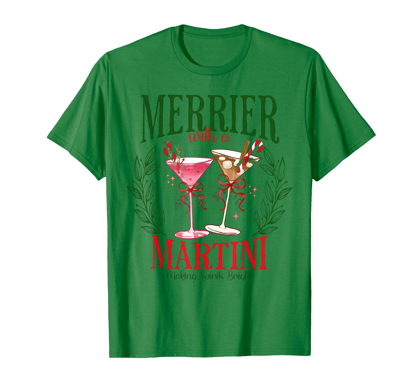 Merrier with A Martini Funny Bachelorette Merry Christmas T-Shirt