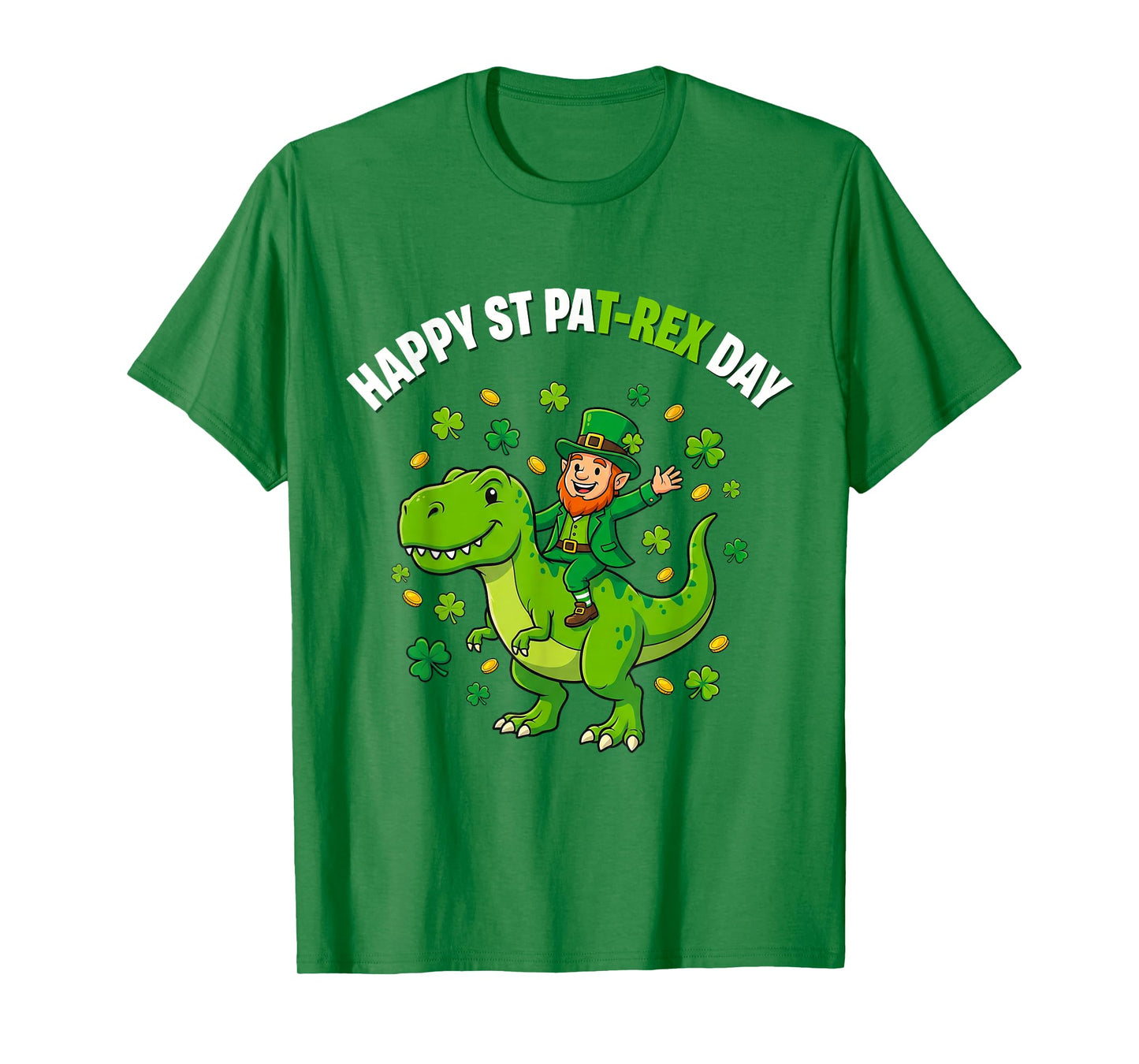 Dino St Patricks Day Kids Saint Patricks Boys Leprechaun T-Shirt