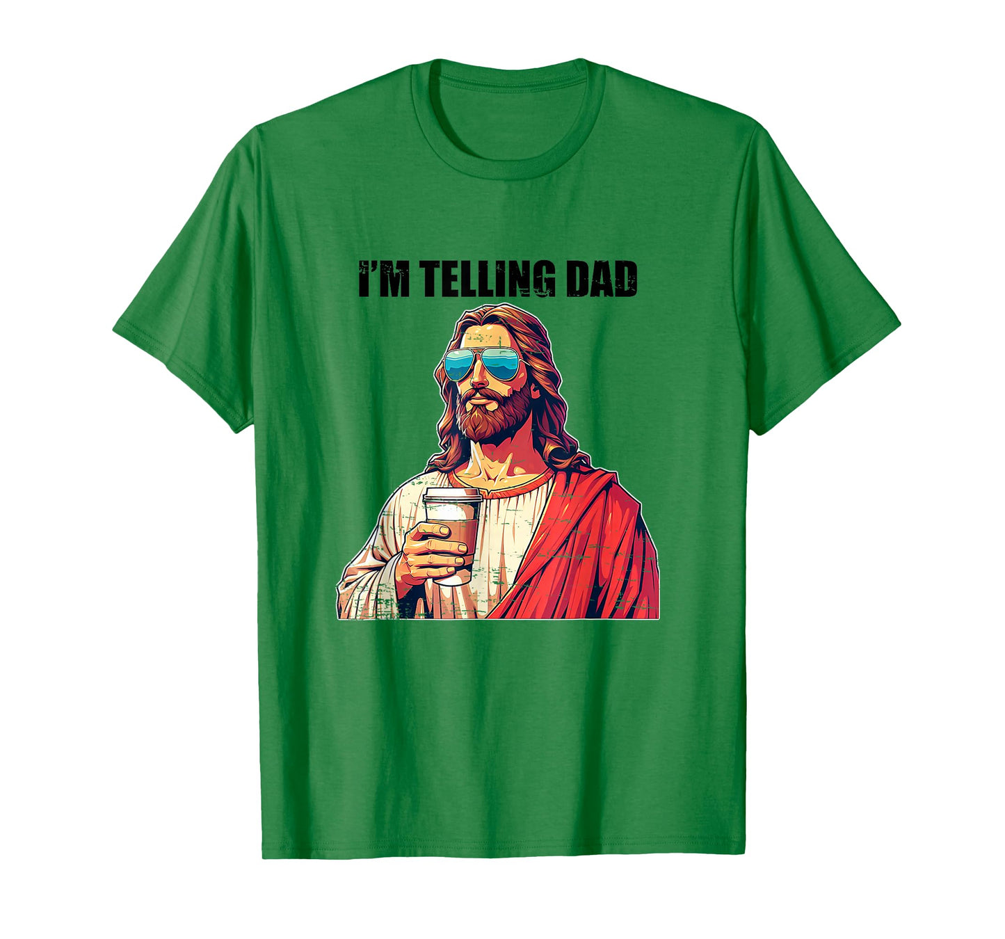 Retro I'm Telling Dad Funny Religious Christian Jesus T-Shirt