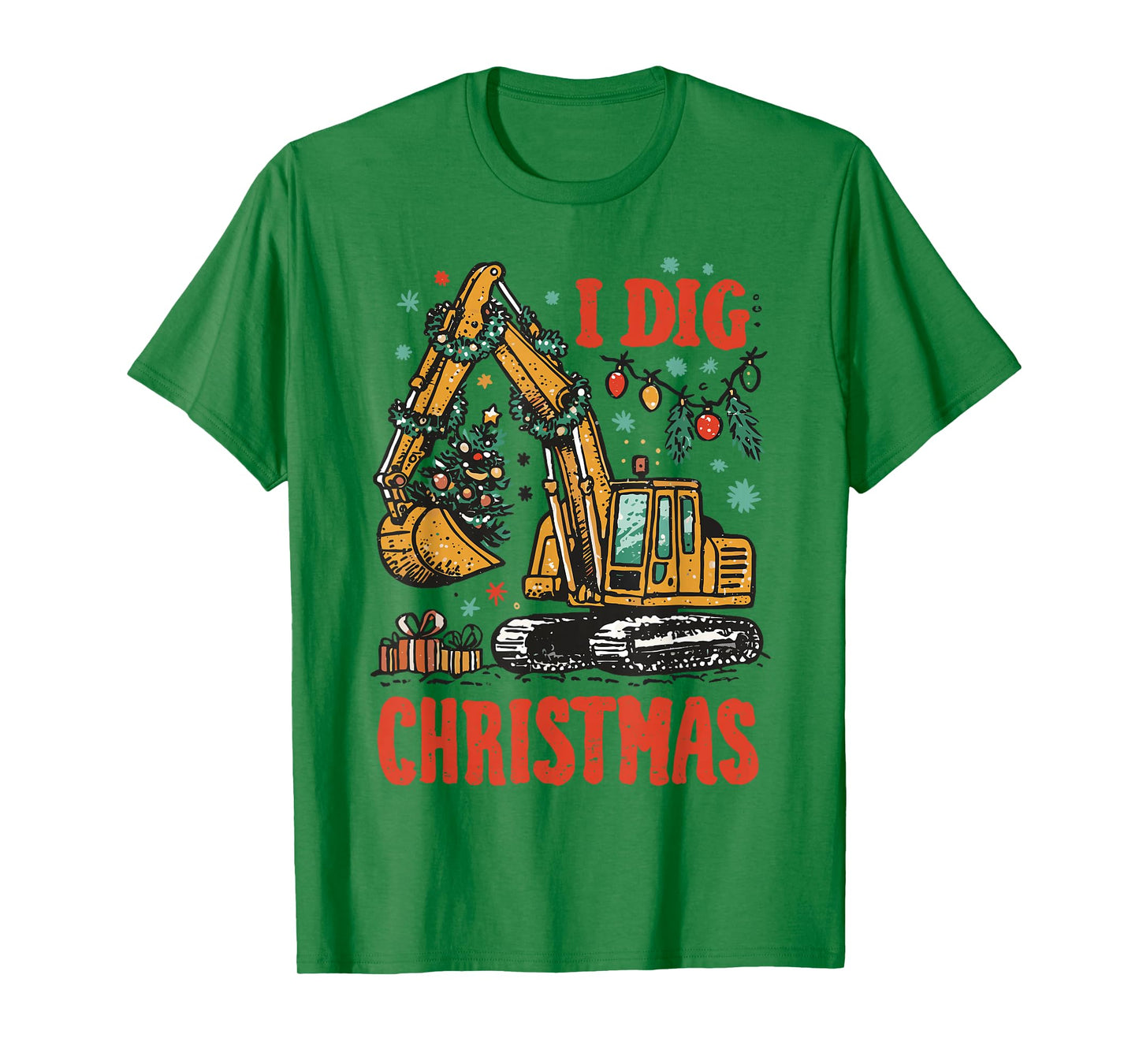 I Dig Christmas Backhoe Loader Excavator Men Boys Kids T-Shirt