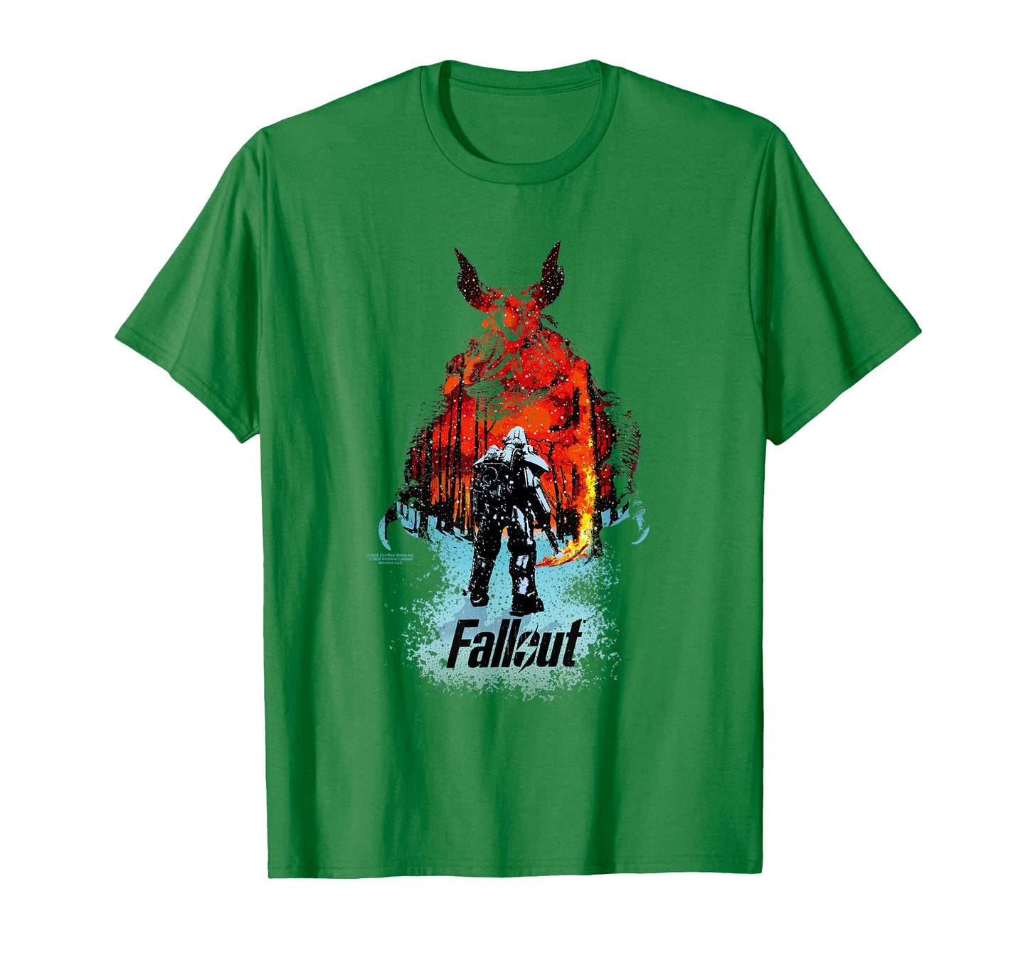 Fallout TV Series Deathclaw Flame Scene with Show Logo T-Shirt