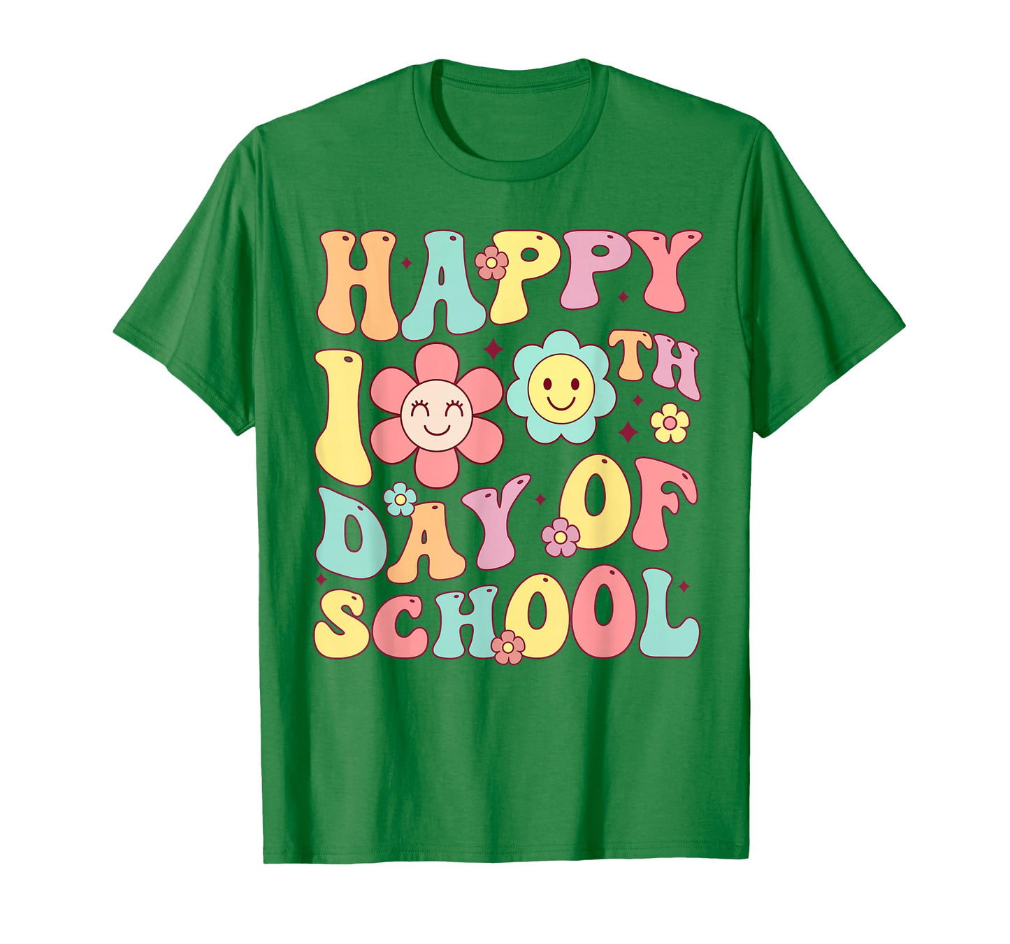 Groovy Happy 100th Day of Shool 100 Days Teachers Girls Kids T-Shirt