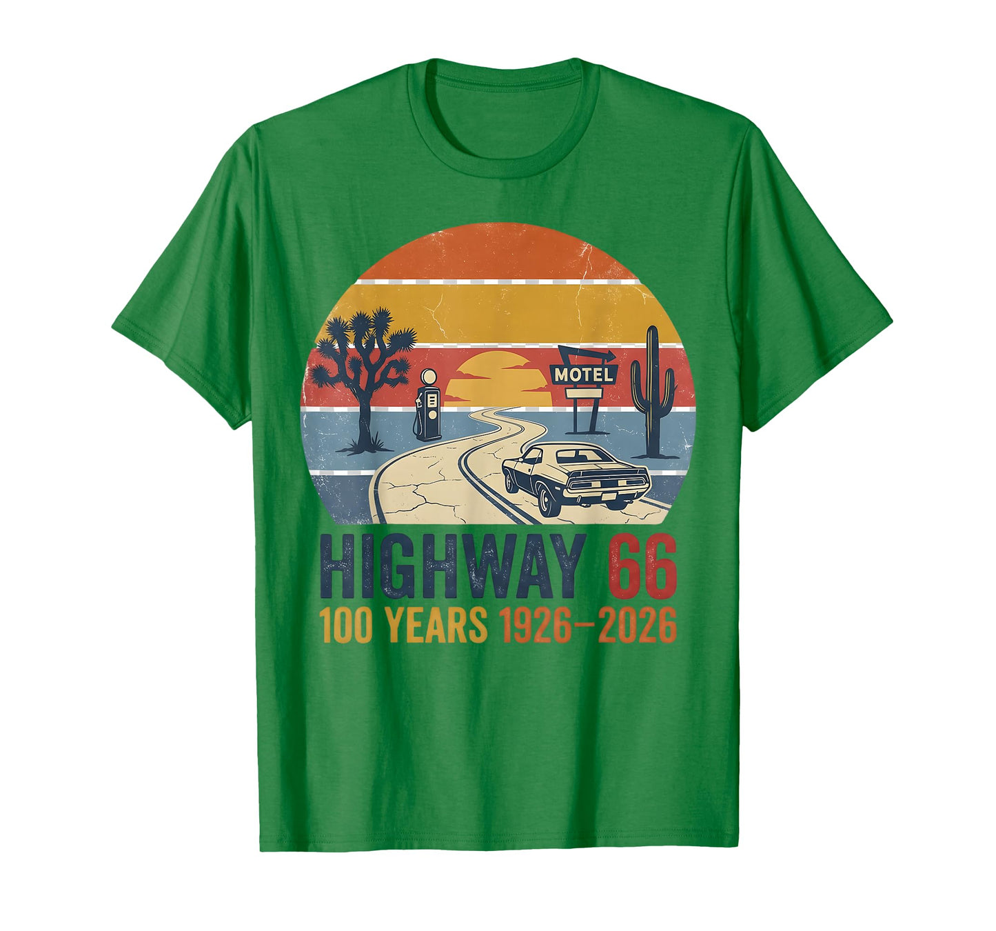 Highway 66 100 Years 1926-2026 Classic Car Lover Anniversary T-Shirt