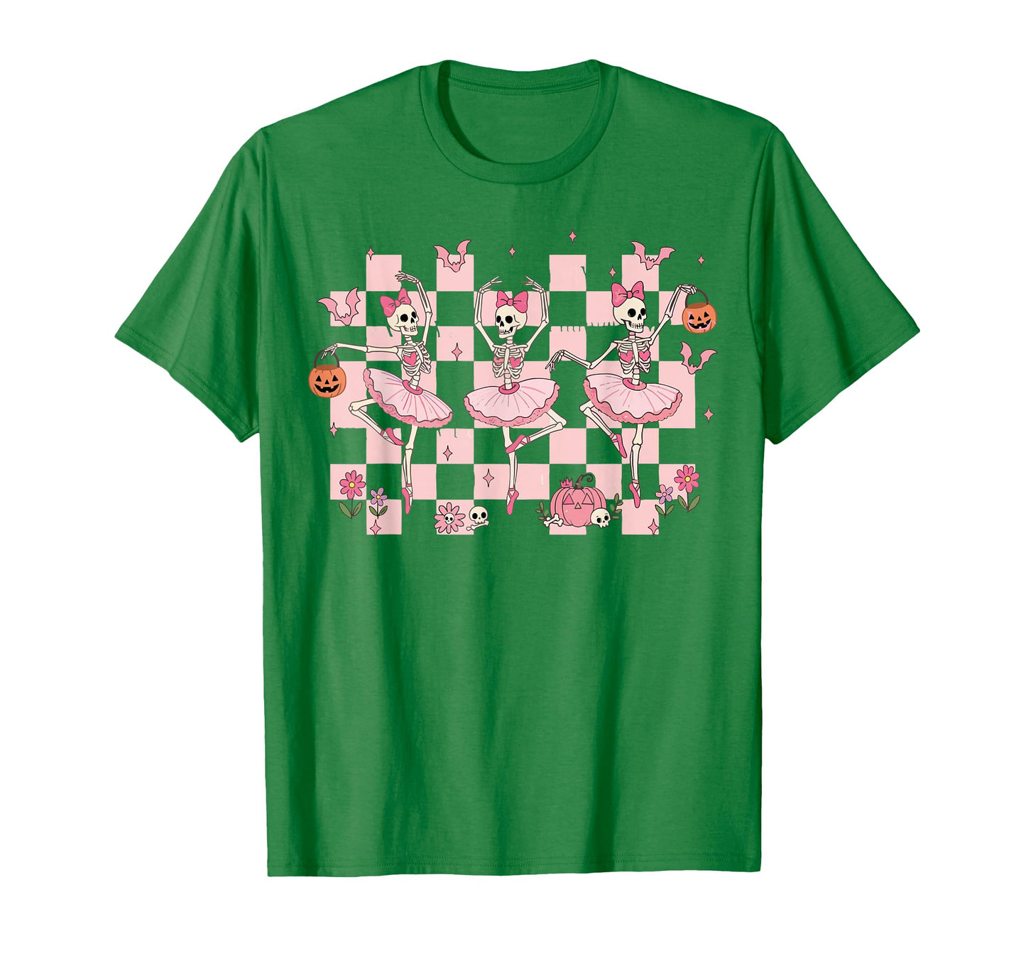 Girls Halloween Ballerinas Dancing Skeletons Cute Ballet Tee T-Shirt