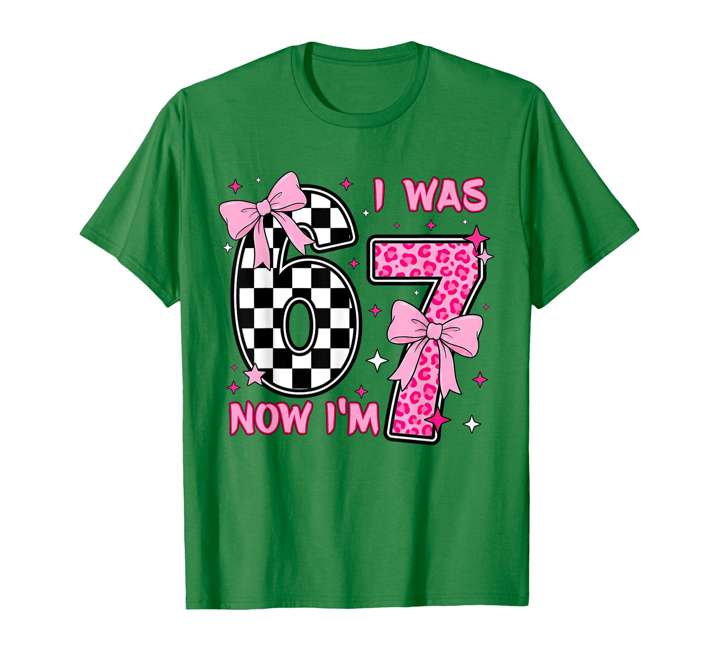 I was 6 Now I'm 7 Birthday 7 Years Old Leopard Coquette Bow T-Shirt
