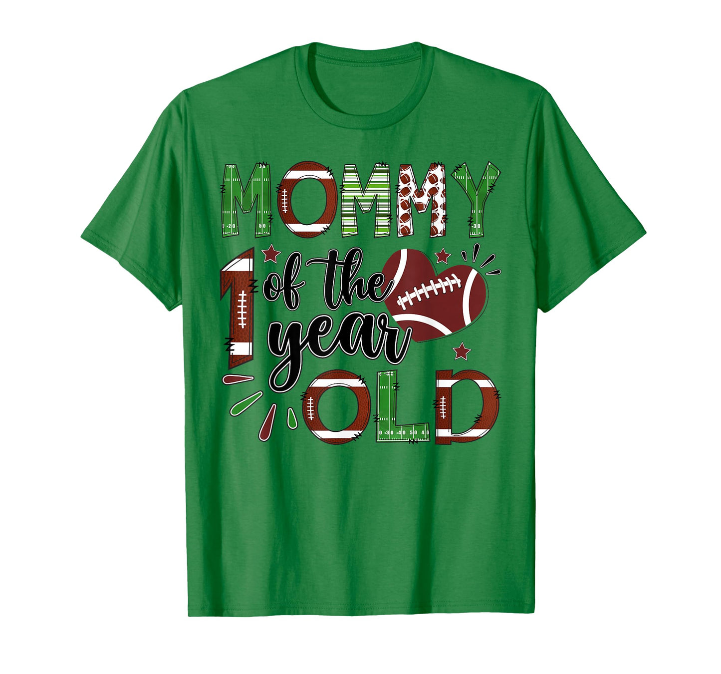 Mommy of The 1 Year Old Football 1st Birthday Boy Matching T-Shirt