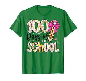 100 Days of School Floral 100th Day of School Teachers Girls T-Shirt