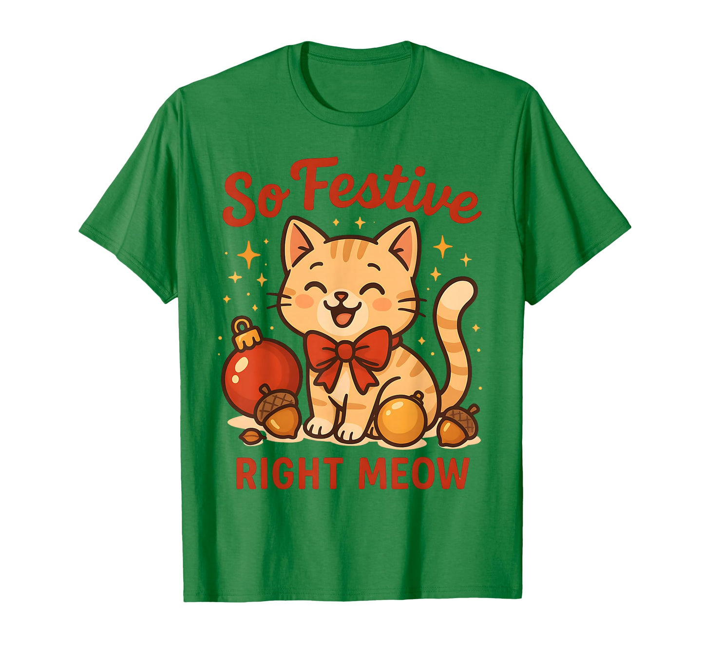 So Festive Right Meow Kawaii Cat Christmas Santa Hat Holiday T-Shirt