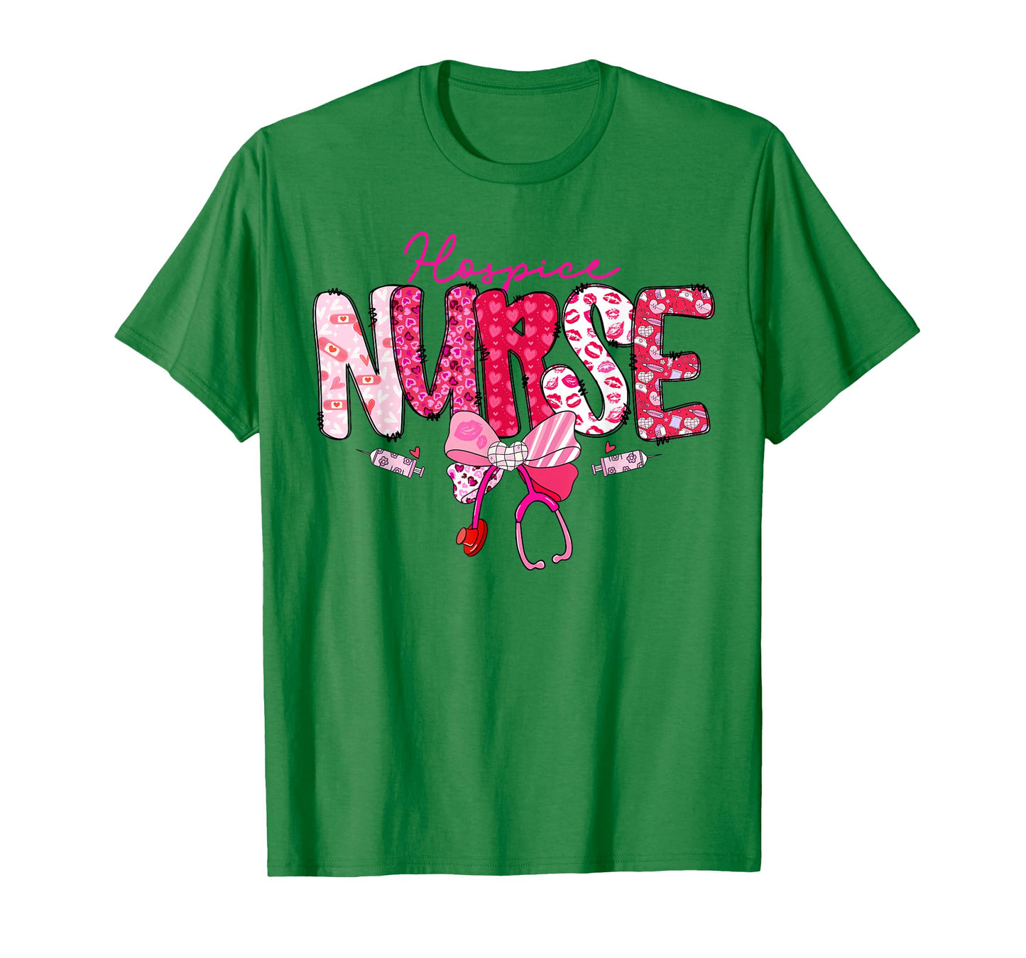 Hospice Nurse Valentine's Day Stethoscope Coquette Bow T-Shirt
