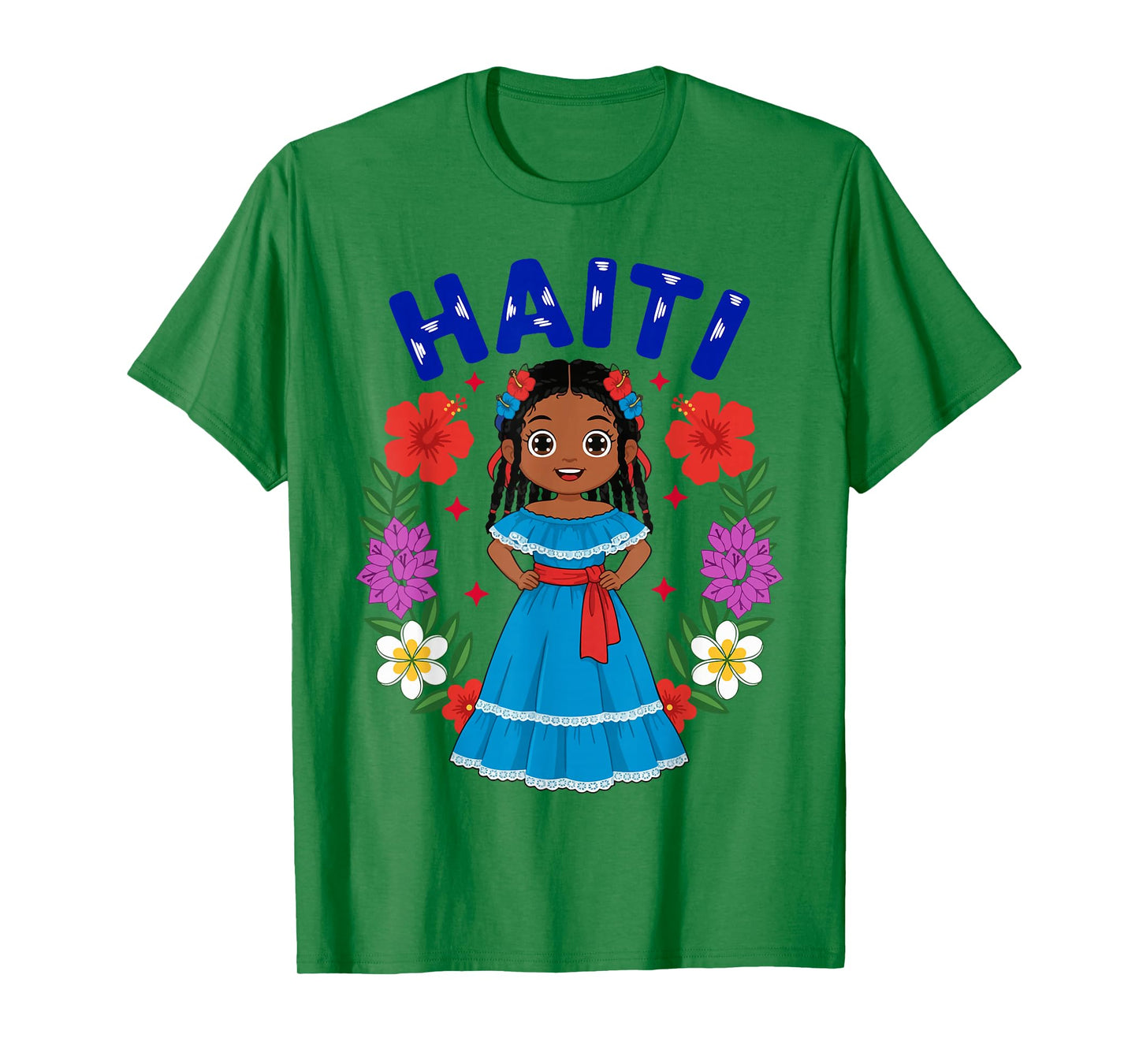Haiti Haitian Girl Traditional Dress Flowers Heritage T-Shirt