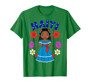 Haiti Haitian Girl Traditional Dress Flowers Heritage T-Shirt