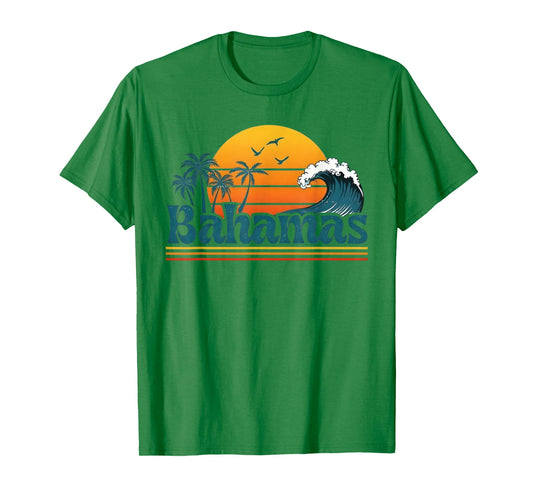 Bahamas Beach Summer Vacation Retro Sunset 70s 80s Palm Tree T-Shirt