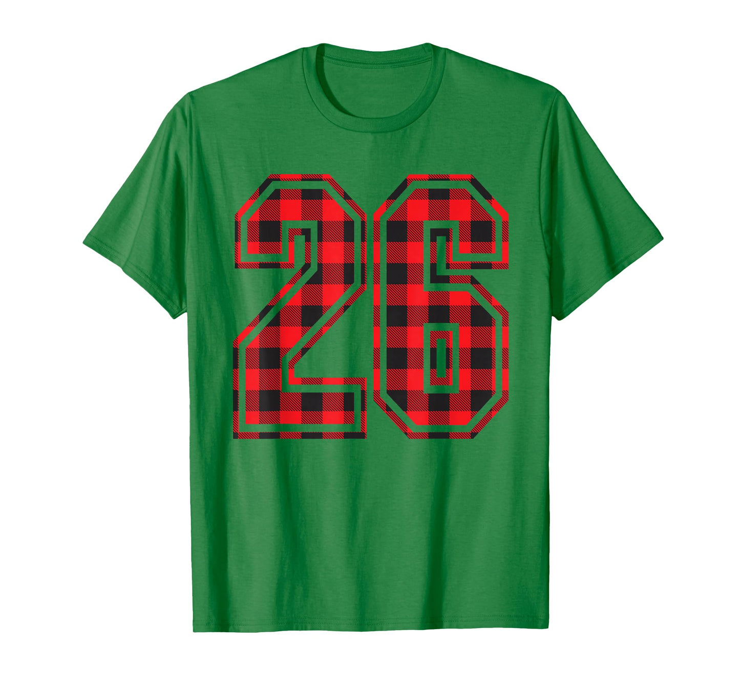 Cute Number 26 Christmas Red Plaid Pattern #26 Unform Jersey T-Shirt