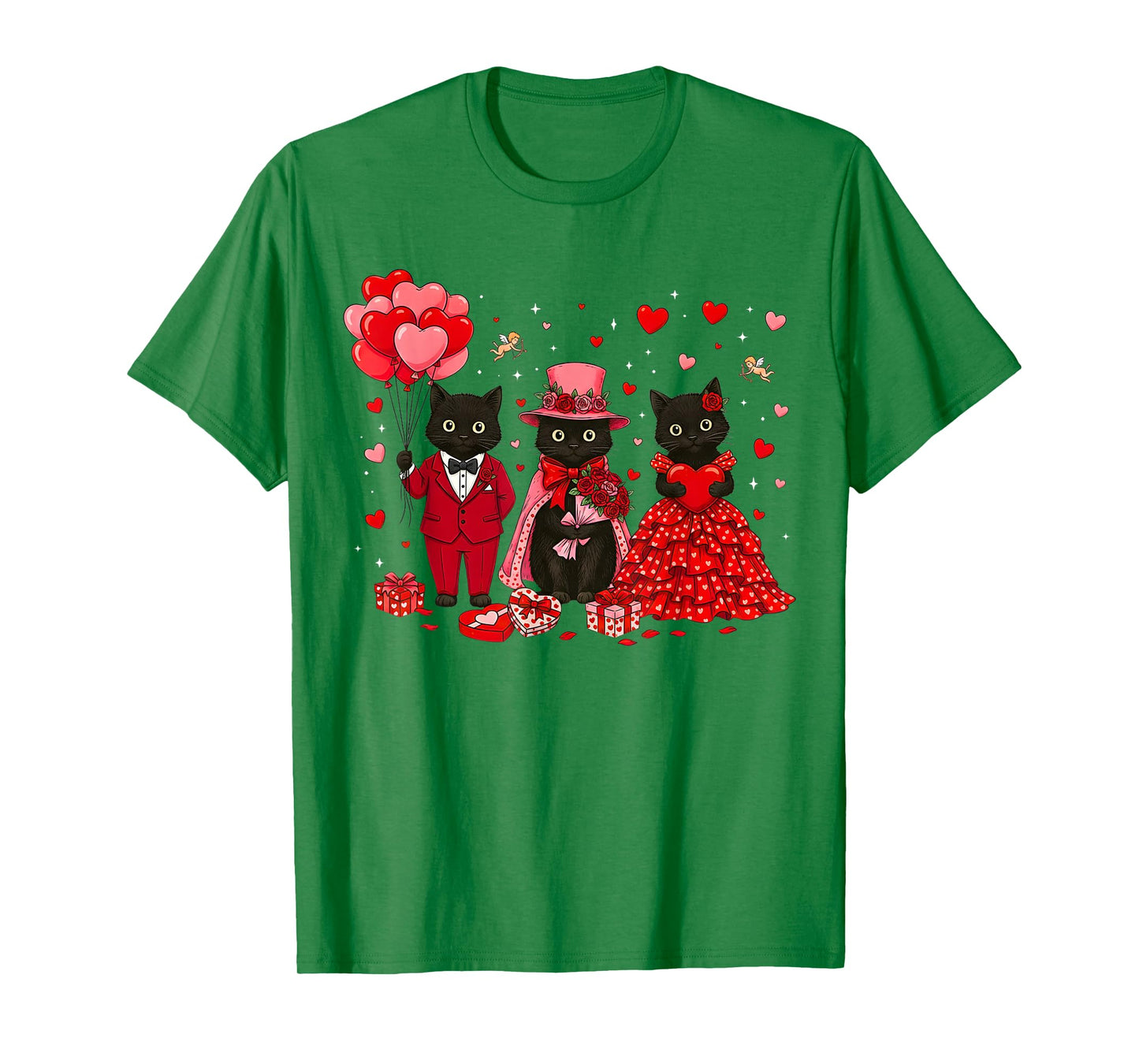 Retro Black Cat Meowentine's Day Heart Valentines Day Women T-Shirt
