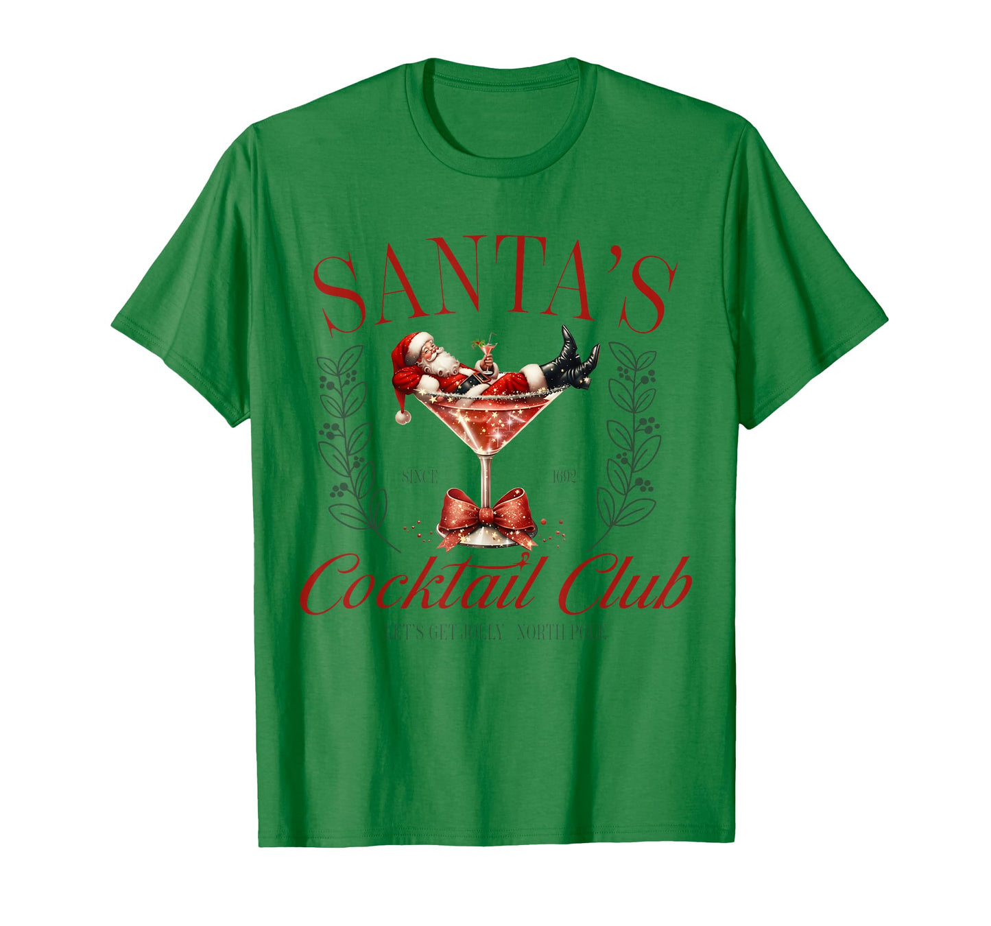 Santa's Cocktail Club Funny Christmas T-Shirt