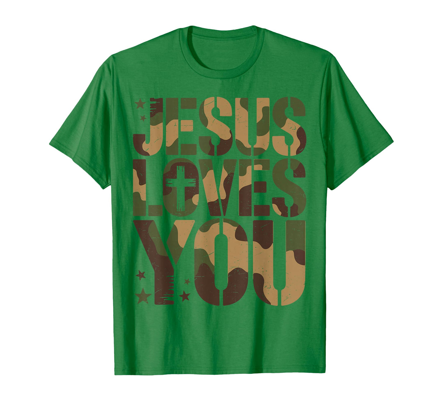 Camo Jesus Loves You Camouflage Christian Saying Religious T-Shirt