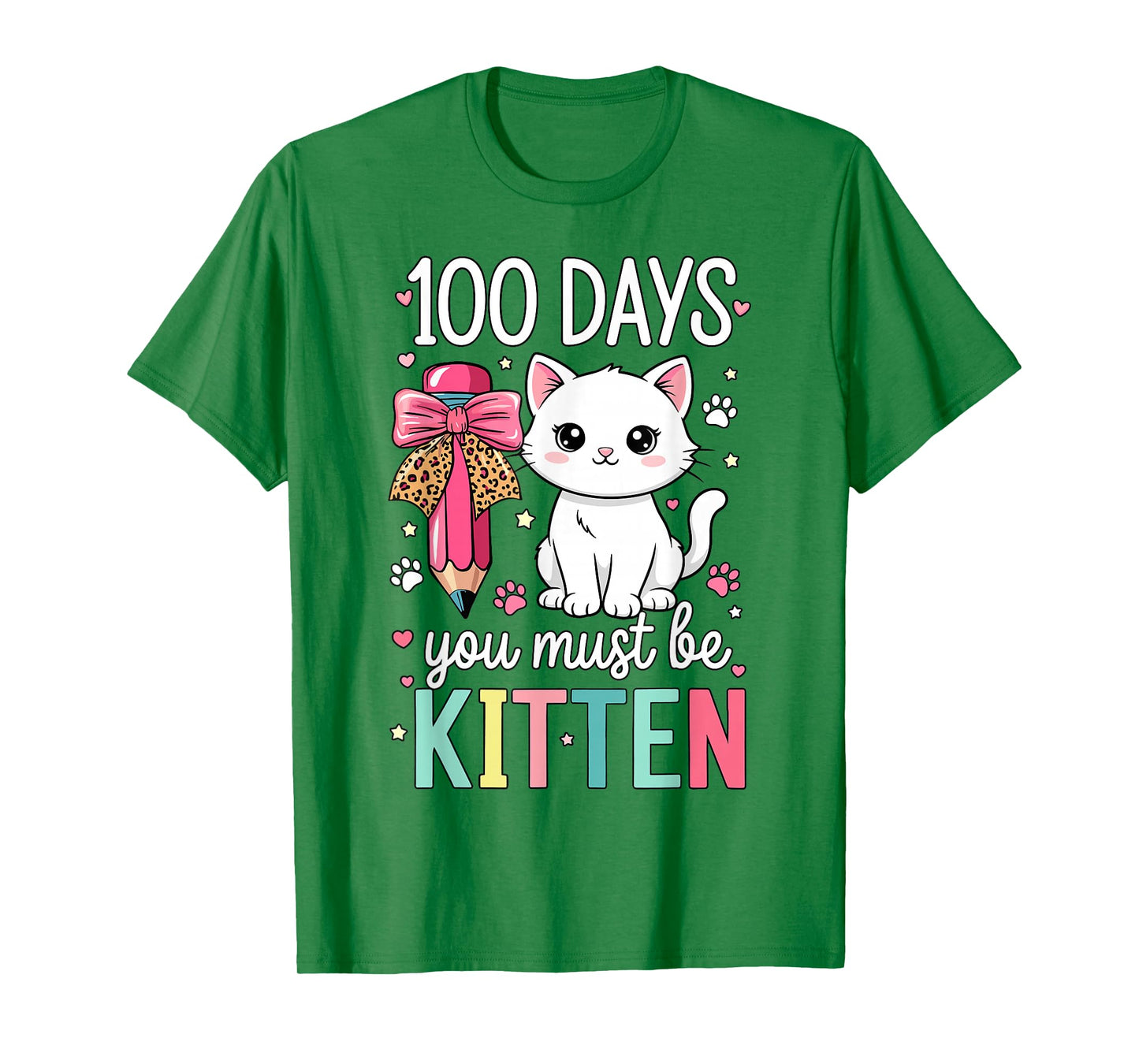 Girls 100 Days of School Cat Coquette Bow 100th Day School T-Shirt