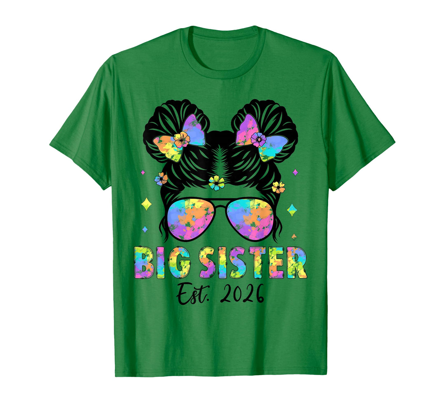 Promoted to Big Sister 2026 Becoming Big Sis Funny Messy Bun T-Shirt