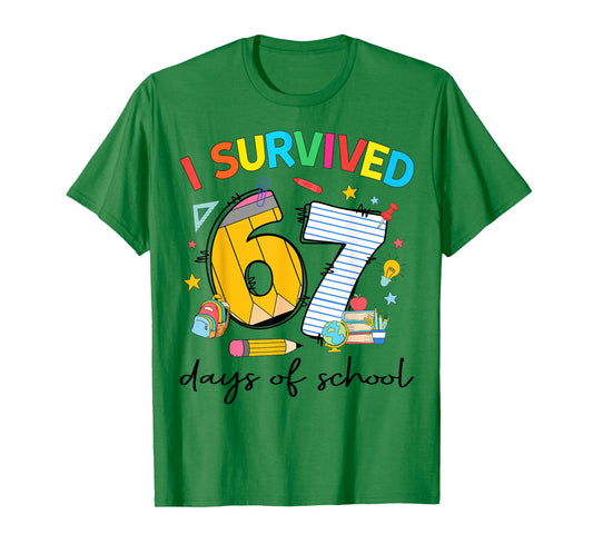 I Survived 67 Days of School Funny Teacher Student Gift T-Shirt