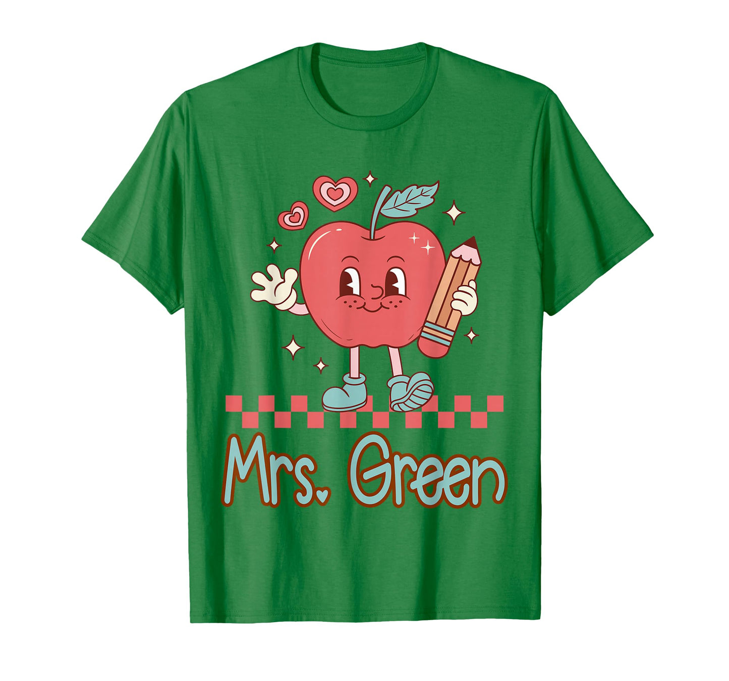 Mrs. Green Cute Retro Apple Pencil Teacher Design T-Shirt