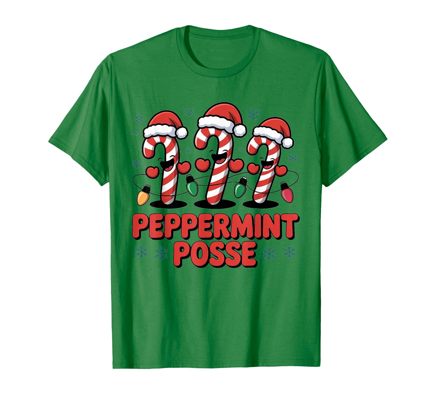 Peppermint Posse Candy Cane Funny Christmas Santa Hat T-Shirt