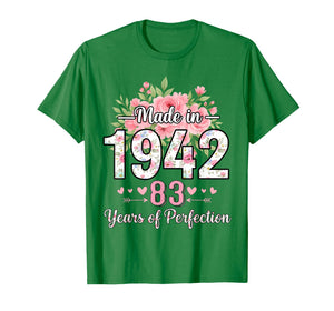 Made in 1942 Floral 83rd Birthday Gifts Women 83 Years Old T-Shirt