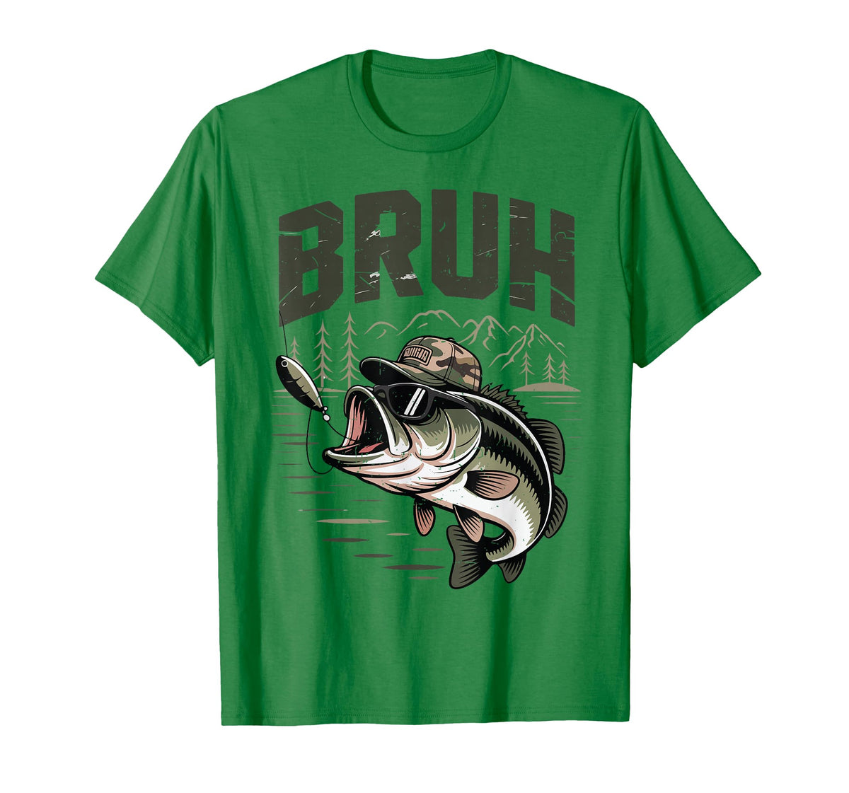 Youth Bruh Fishing Camo Bass Fish Funny Fisherman Gift Men T-Shirt