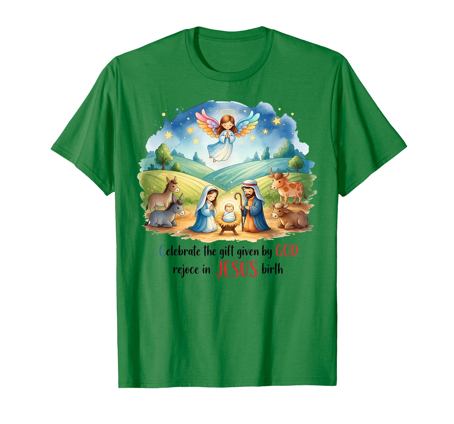 Celebrate Jesus Birth Christmas Nativity Jesus in The Manger T-Shirt