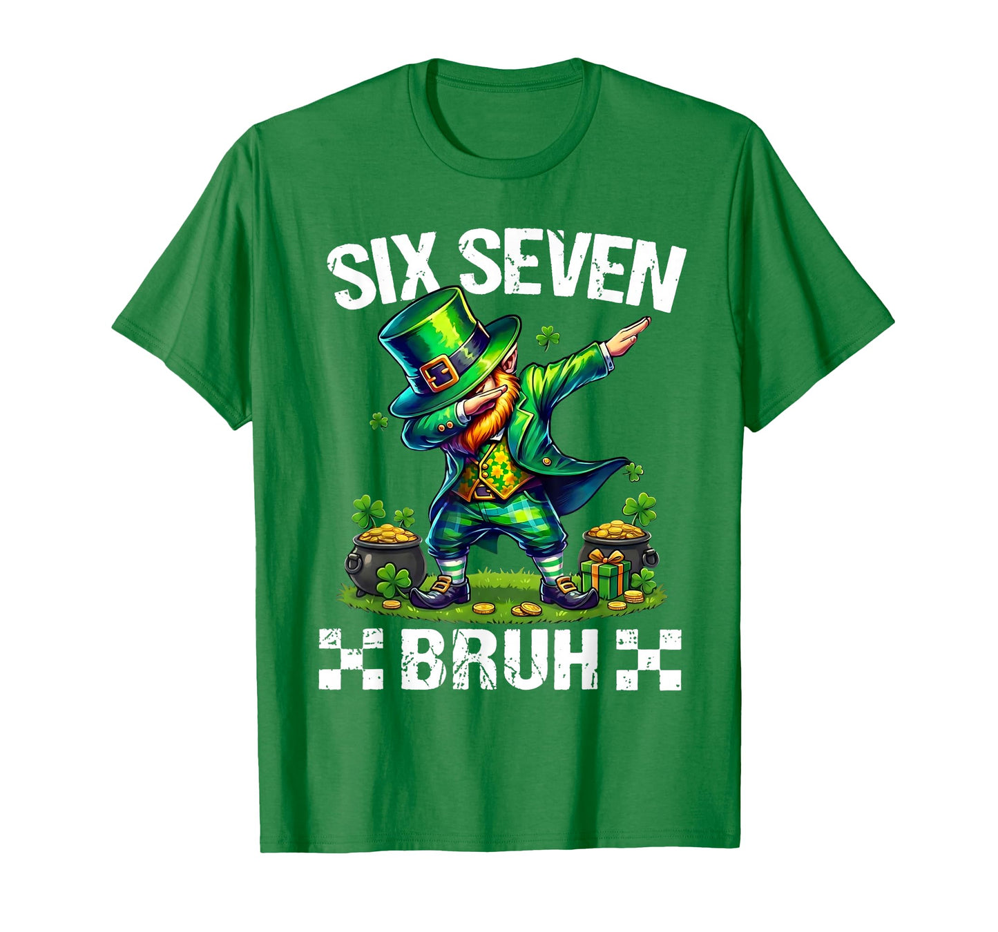 67 St Patricks Day Dab Six Seven Bruh Funny Leprechaun Kids T-Shirt