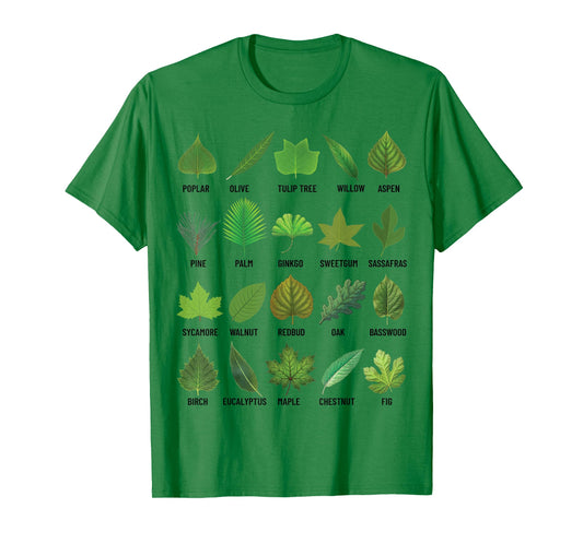 Types of Tree Leaves Biology Nature Educational T-Shirt