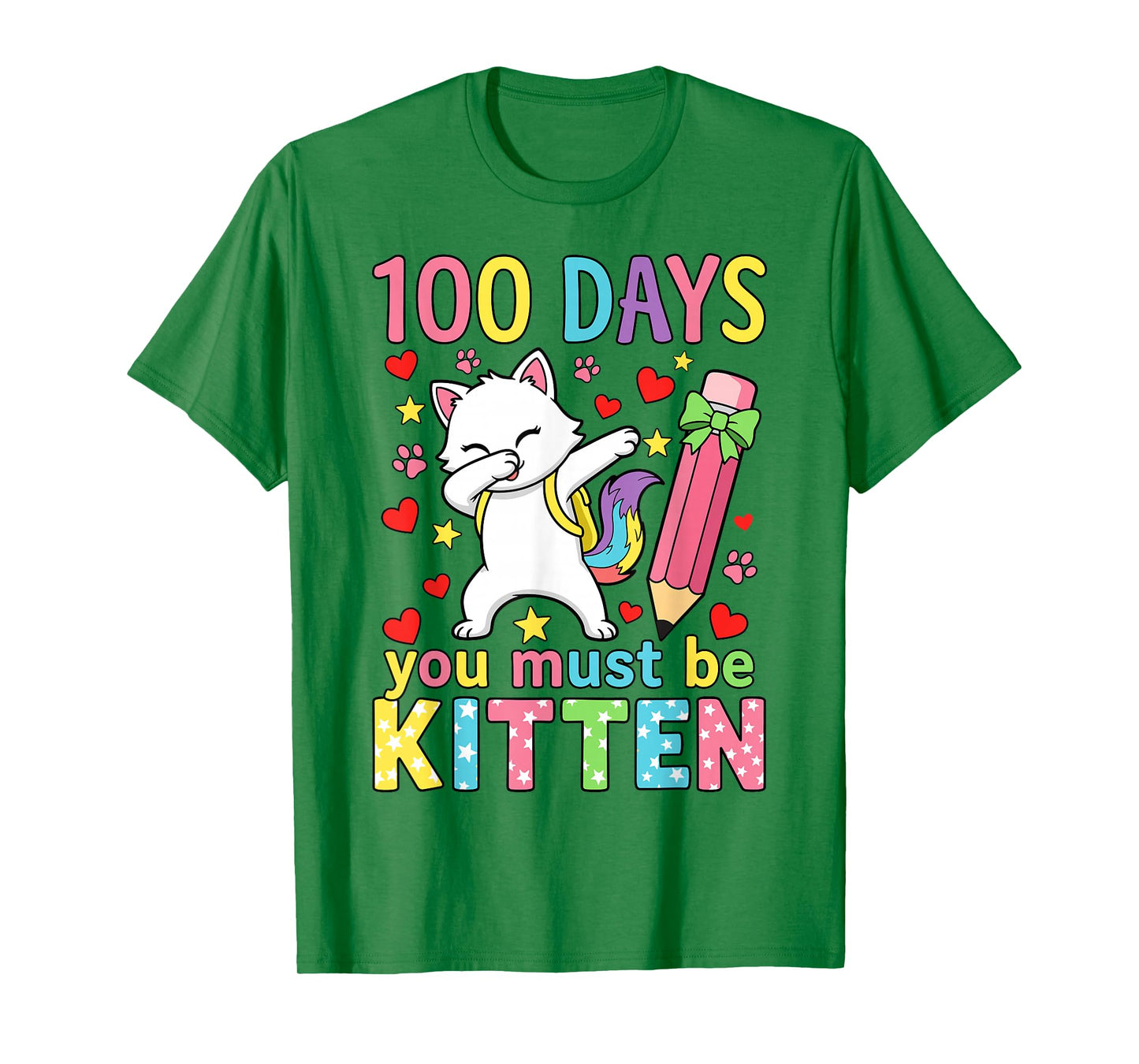 Girls 100 Days of School Cat 100th Days of School Kids Girls T-Shirt