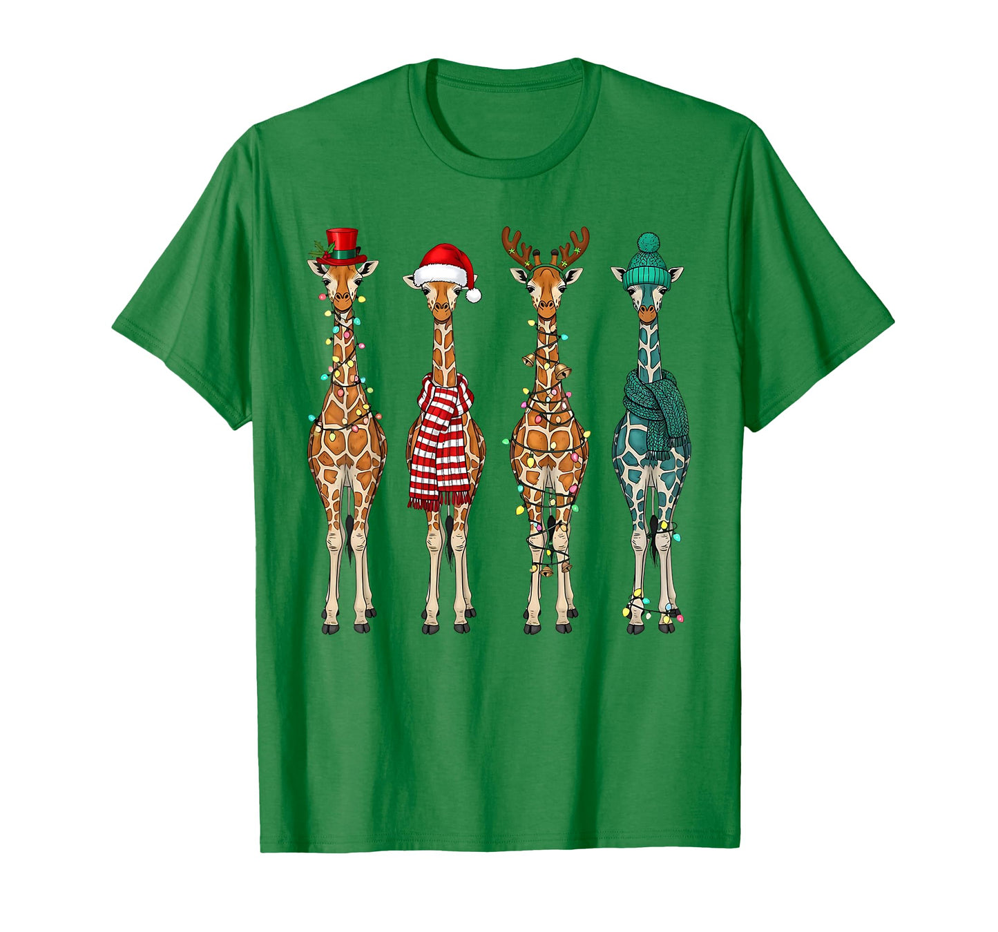 Cute Christmas Giraffe Funny Animal Lover Gift Kids Toddlers T-Shirt