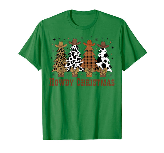 Howdy Christmas Tree Cowboy Hat Funny Western Country Xmas T-Shirt