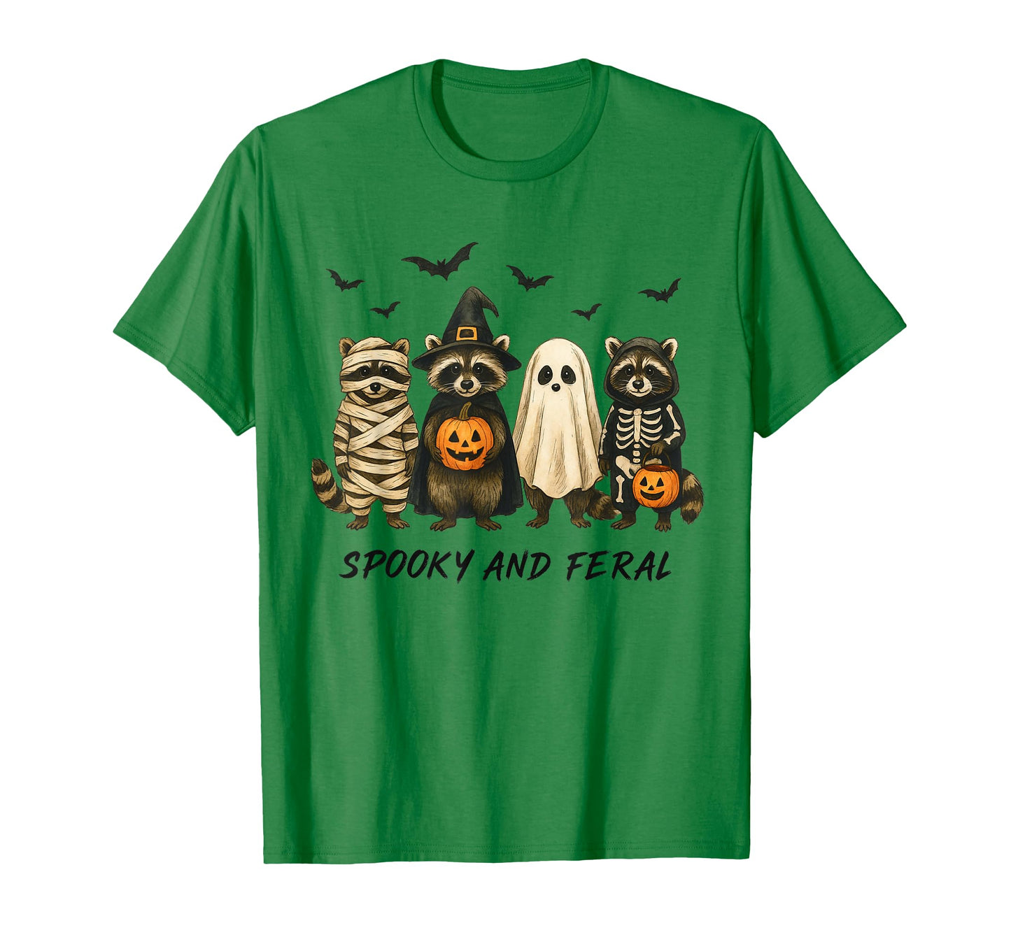 Racoon Halloween Costume Skeleton Ghost Witch Horror T-Shirt