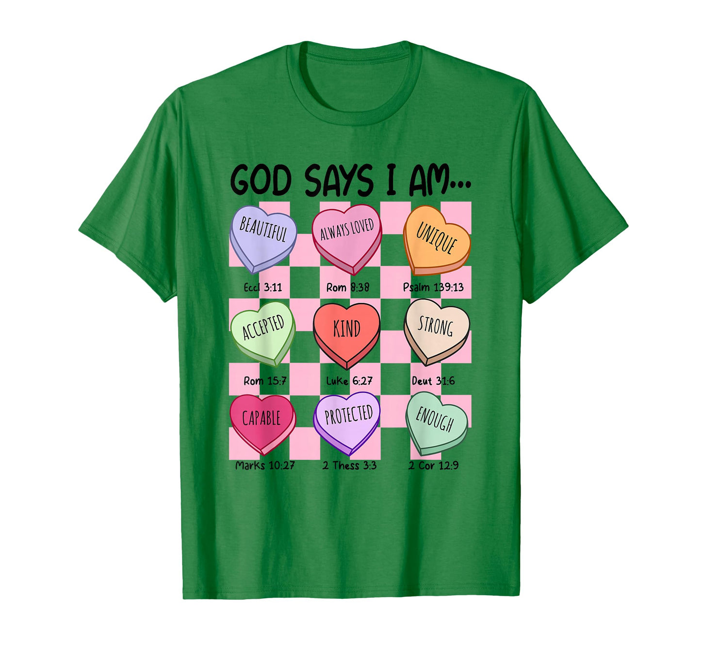 God Says I Am Toddler Kid Girls Valentine Hearts Bible Verse T-Shirt