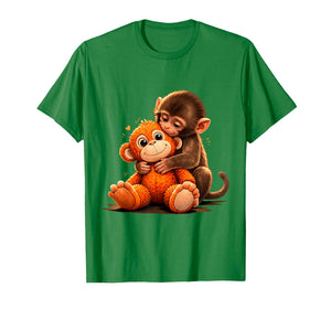 Cute Baby Punch Monkey Hugging Plush Toy T-Shirt