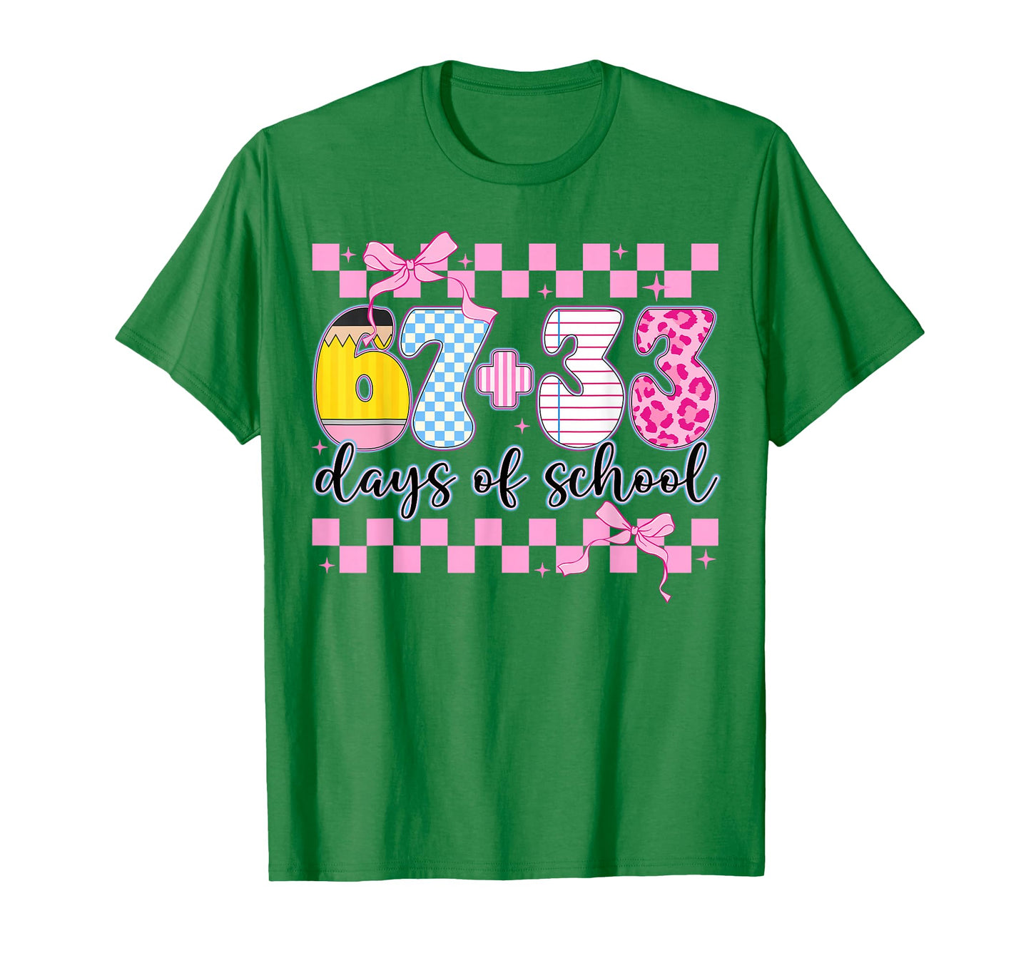 Happy 67 33 Day of School for Teacher Girls Kids 100th Day T-Shirt