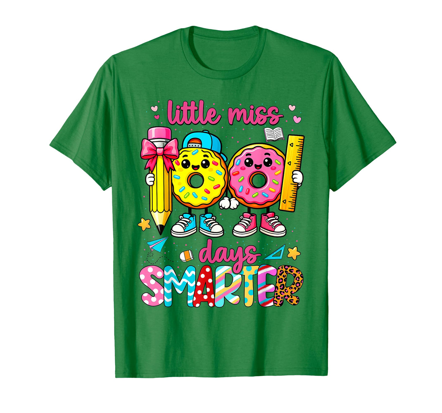 Little Miss 100 Days Smarter Donut Pencil Bow Girls T-Shirt