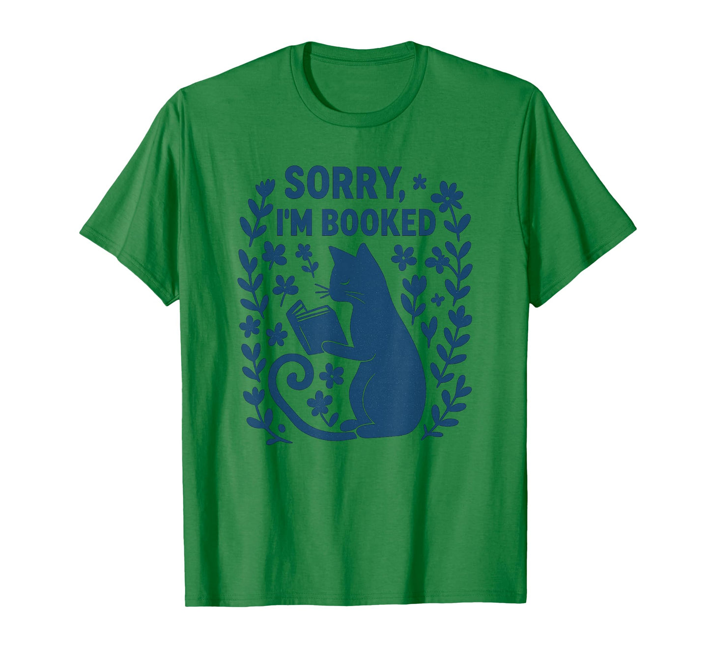 Sorry I'm Booked Cat Reading Book Boho Flowers Vintage T-Shirt