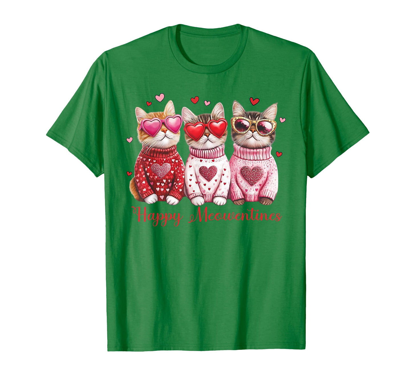 Valentine Cat Happy Meowentines Heart Valentines Cat Lover T-Shirt