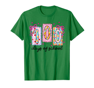 Preppy 100 Days of School Coquette Bow 100th Day of School T-Shirt
