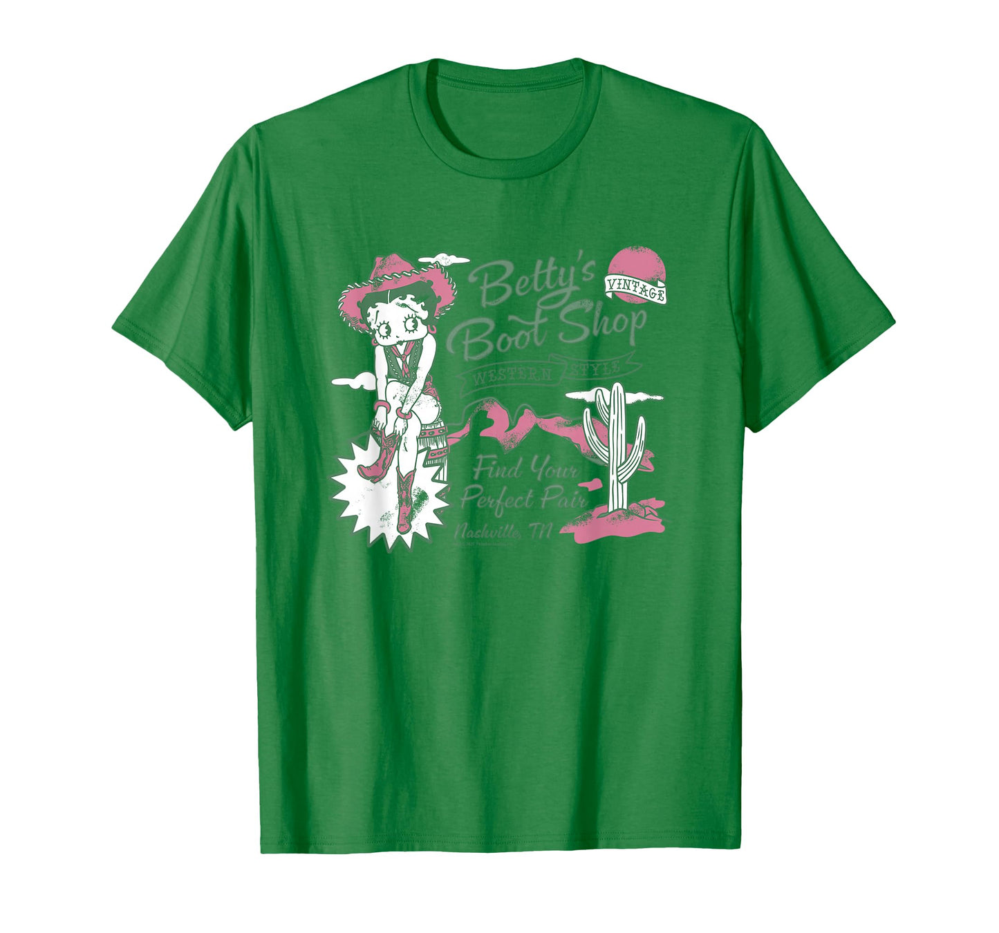 Betty Boop Nashville Western Boot Shop Retro T-Shirt